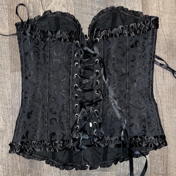 Sexy Large Black Corset front zipper, long - Picture 4 of 9